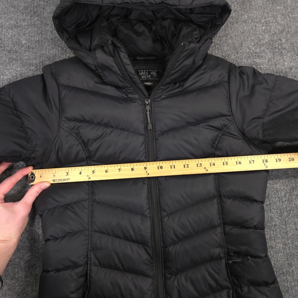 Mountain Hardwear Jacket Womens XS Black Down Puffer Removable Hood Full Zip - Picture 8 of 12